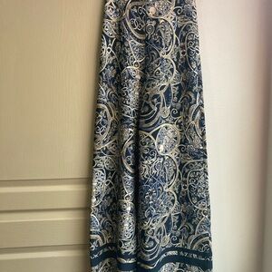 H&M Navy and Cream Paisley Print Wide Leg Pants
